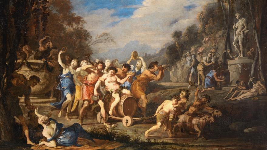 Micco Spadaro, "Le Cortgède Bacchus", huile sur toile (détail)