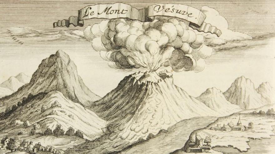 Vue du Vésuve, planche gravée extraite du "Voyage en Italie" de Maximilien Misson 