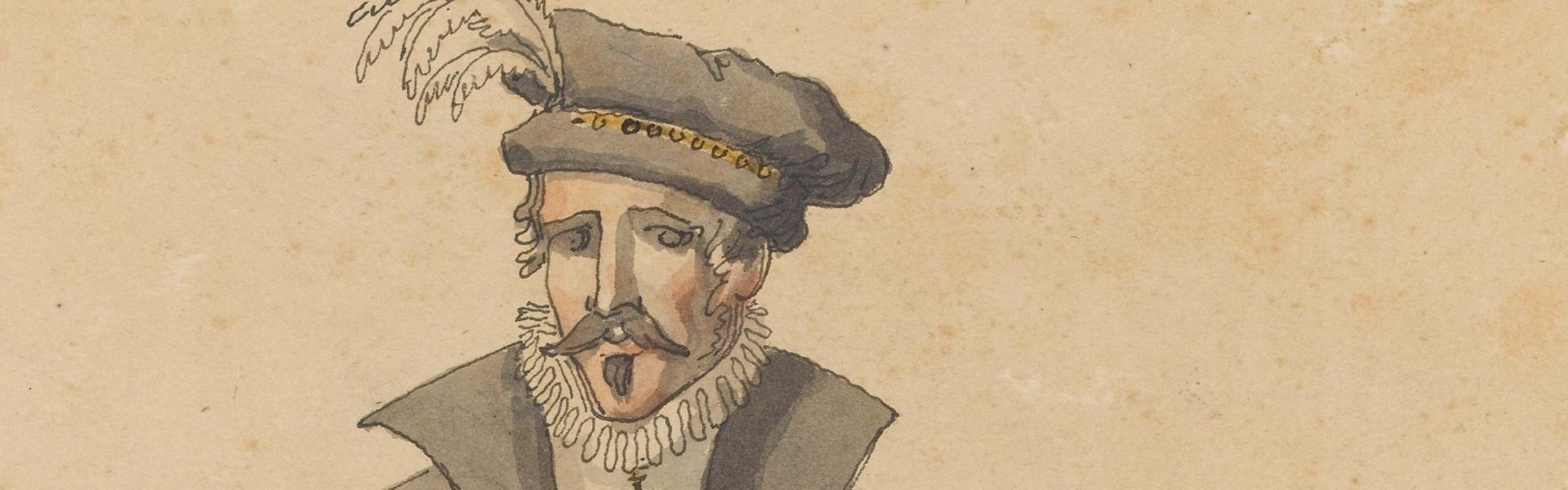 Anonyme, France, XIXe siècle, Étude de costume de gentilhomme du XVIe siècle, dessin